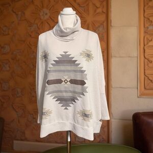 Simply Southern Aztec Turtleneck Cowl Neck Sweater P2P 34” L 26” OSFA NWT